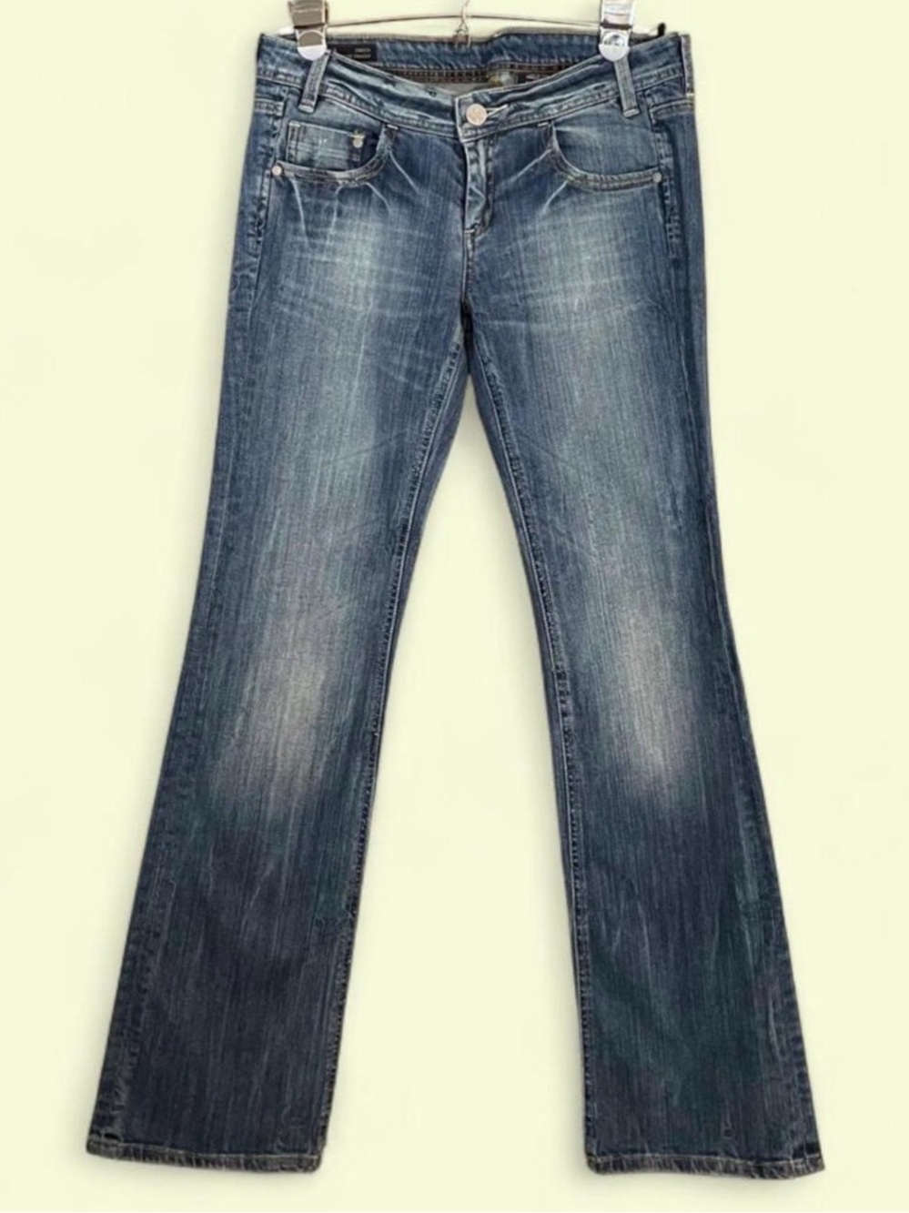 Y2K Buffalo David Bitton Kristina Low Rise Loose Jeans 28 Rhinestone Pockets - Picture 2 of 8